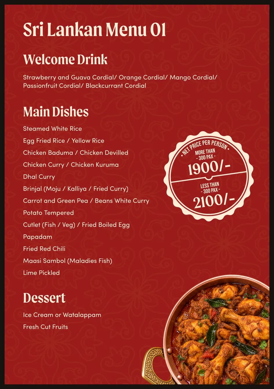 GR Plaza banquet menu — Sri Lankan Menu 01