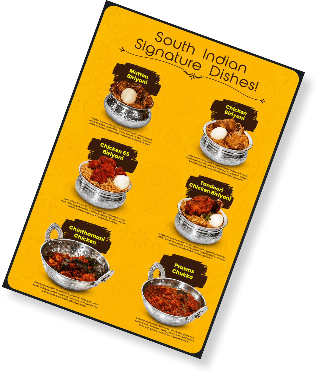 Salem RR Biriyani menu